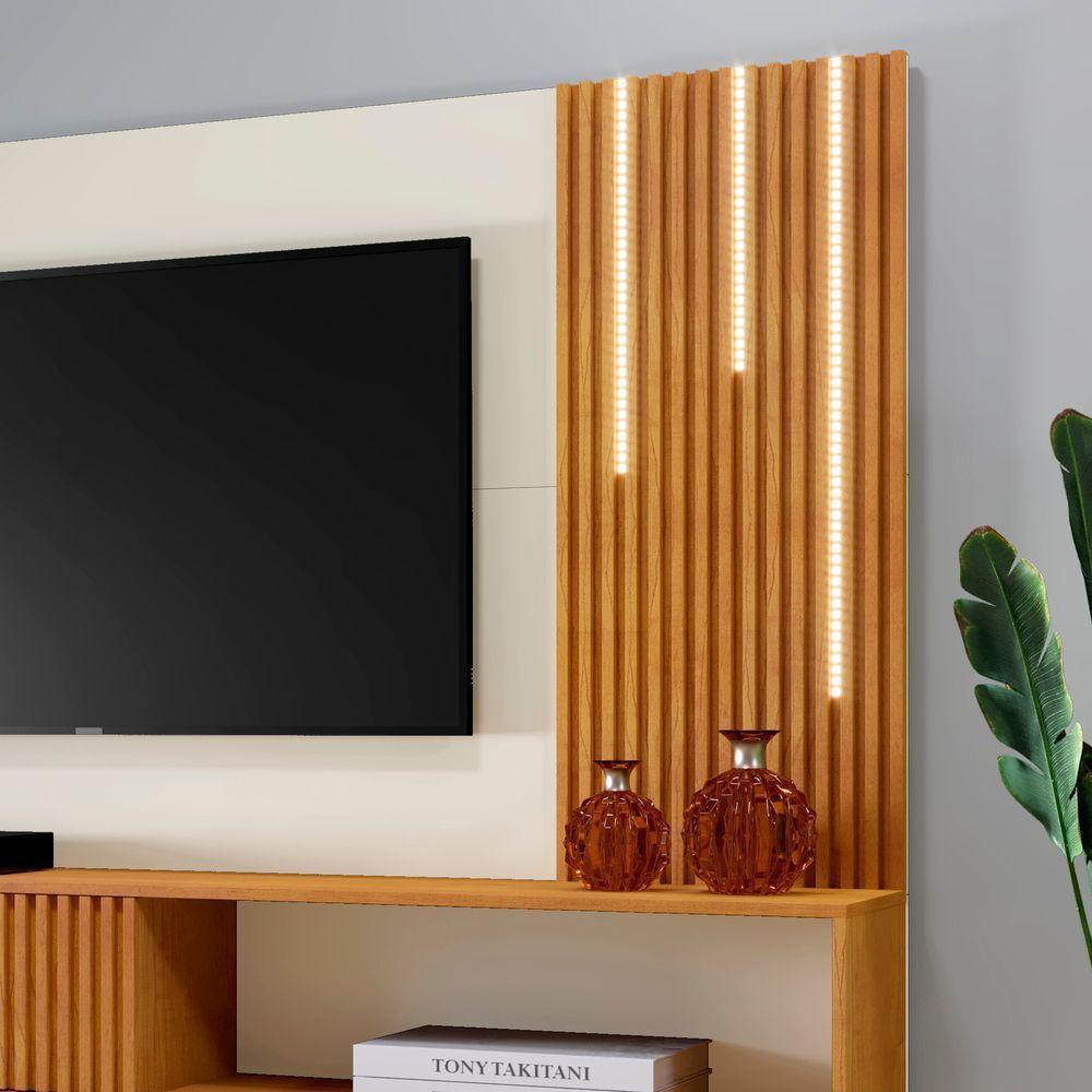 Painel Roma Ripado C-led Cascata Para Tv Até 55 Polegadas Mavaular Naturalle-off White - 4