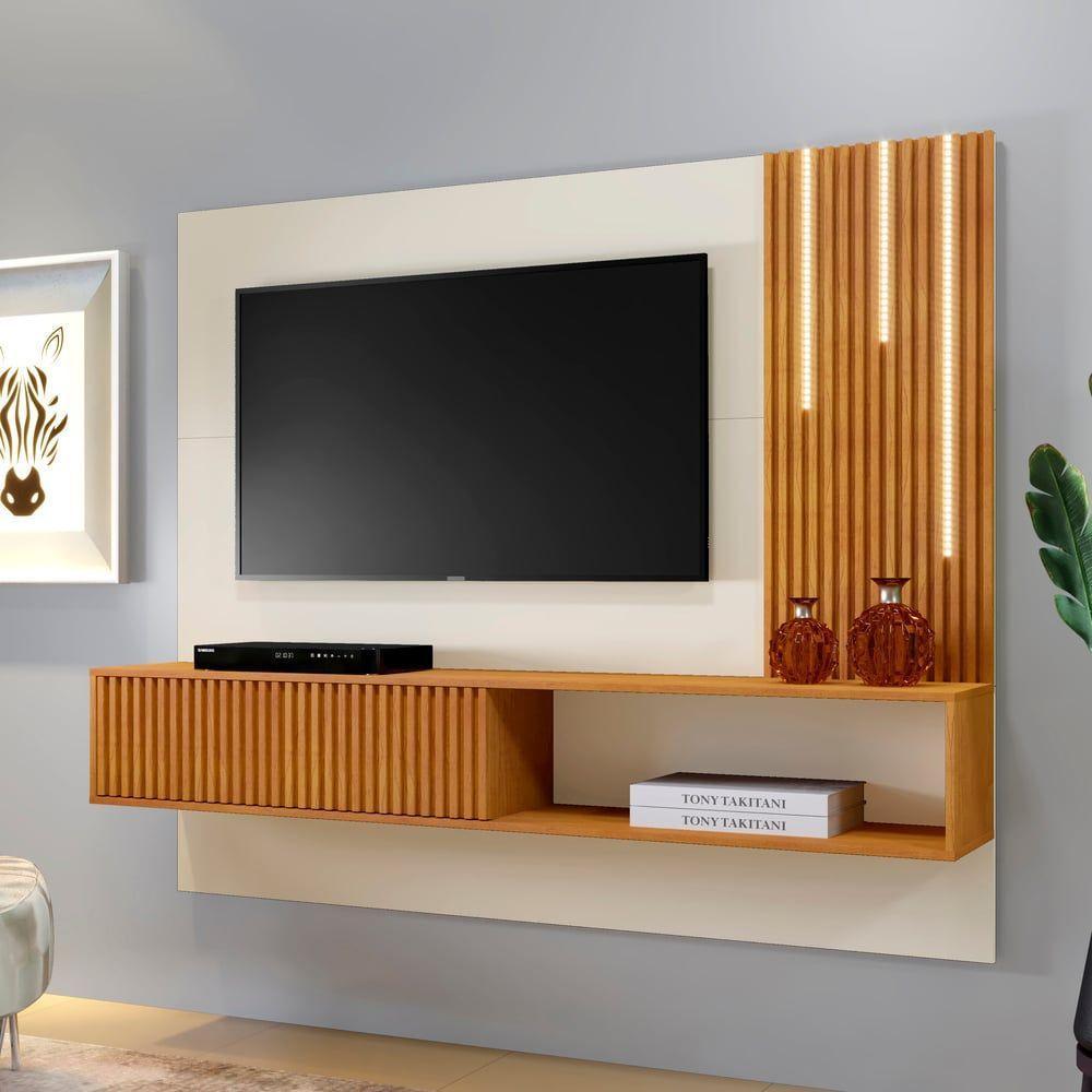 Painel Roma Ripado C-led Cascata Para Tv Até 55 Polegadas Mavaular Naturalle-off White - 6