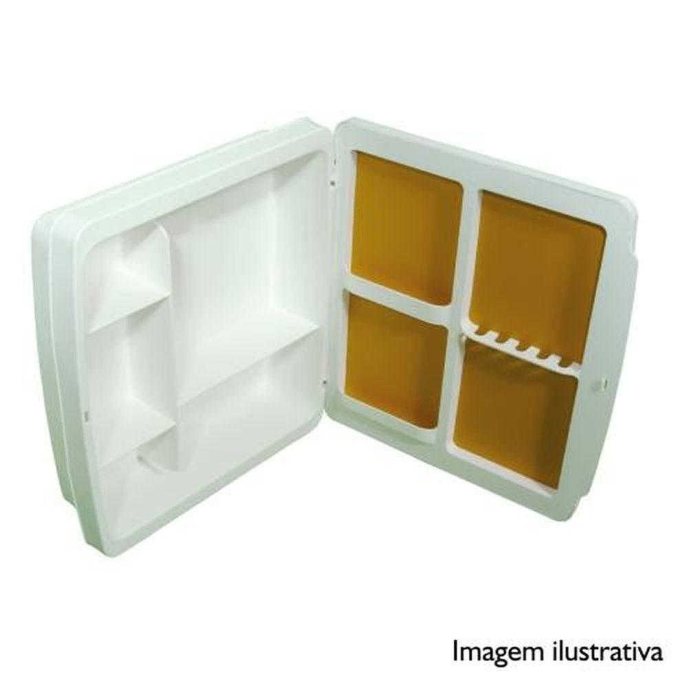 Armário Plástico 38x35cm Ocre Para Banheiro Com Espelho 31x27cm - 3