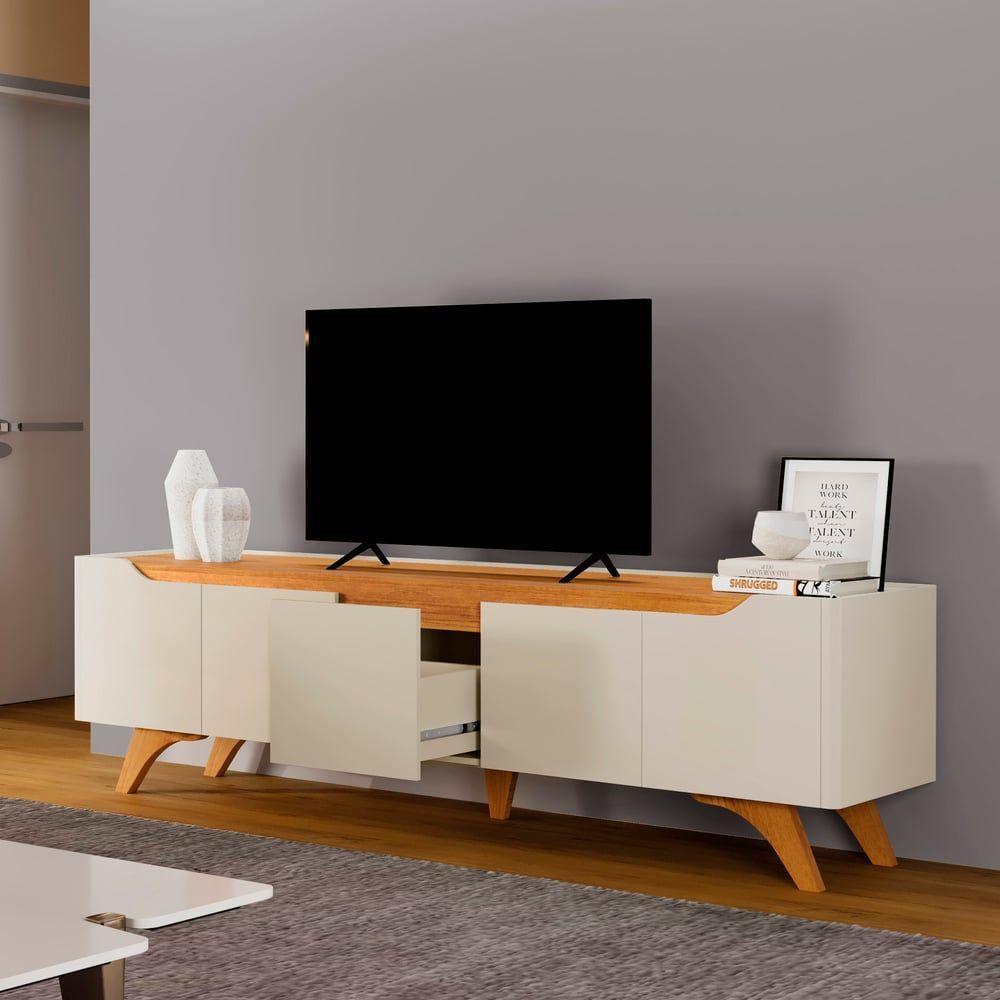 Rack Grecia 4 Portas E 1 Gaveta Mavaular Off White-naturale - 5