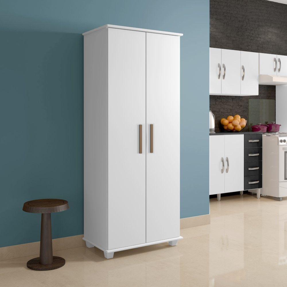 Multiuso Aracaju 2 Portas 3 Estantes Espaço Para Escadas Arte Moveis Branco - 4