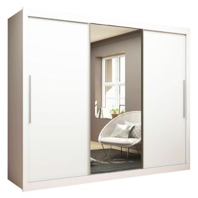 Guarda Roupa Casal Real 3 Portas de Correr 4 Gavetas Branco MDP