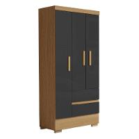 Guarda Roupas Solteiro 3 Portas 2 Gavetas Coimbra Atacama / Grafite Aramóveis Atac Graf - 1