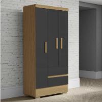 Guarda Roupas Solteiro 3 Portas 2 Gavetas Coimbra Atacama / Grafite Aramóveis Atac Graf - 2