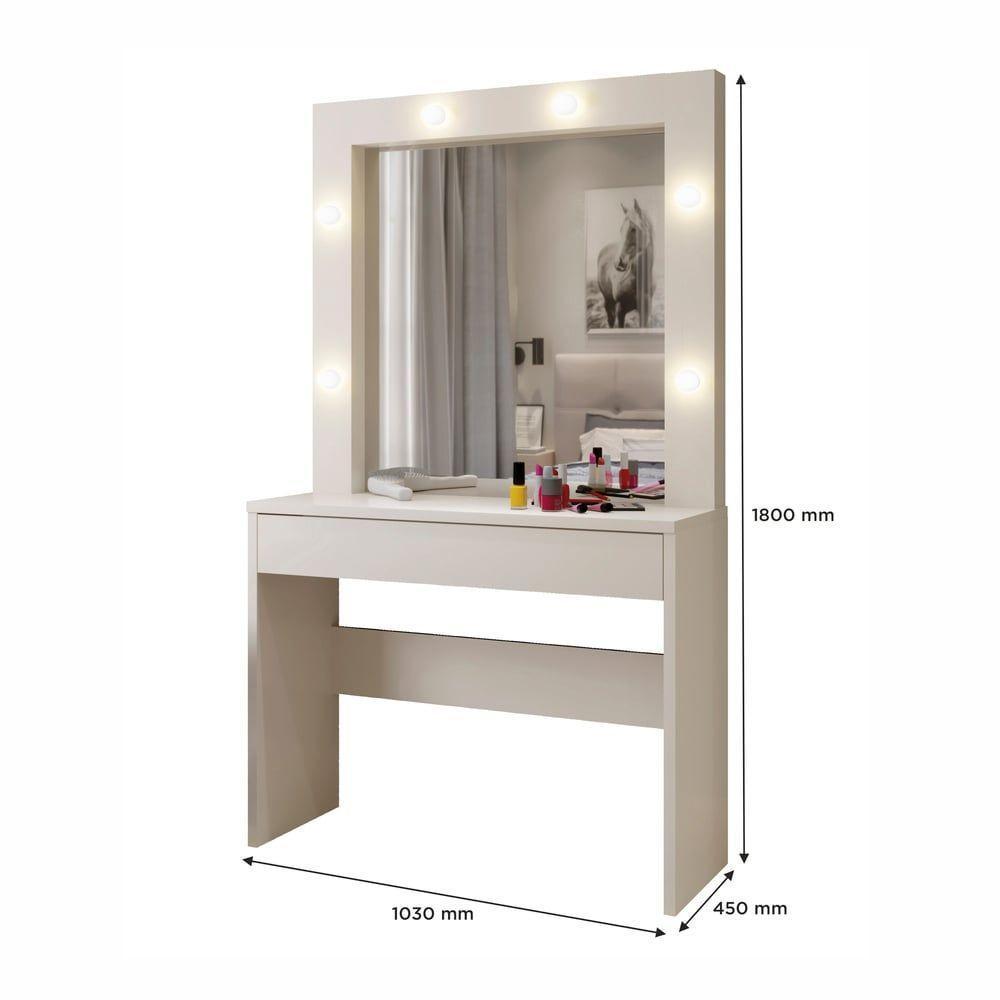 Penteadeira Camarim Requinte 1 Gaveta Mavaular Off White - 2