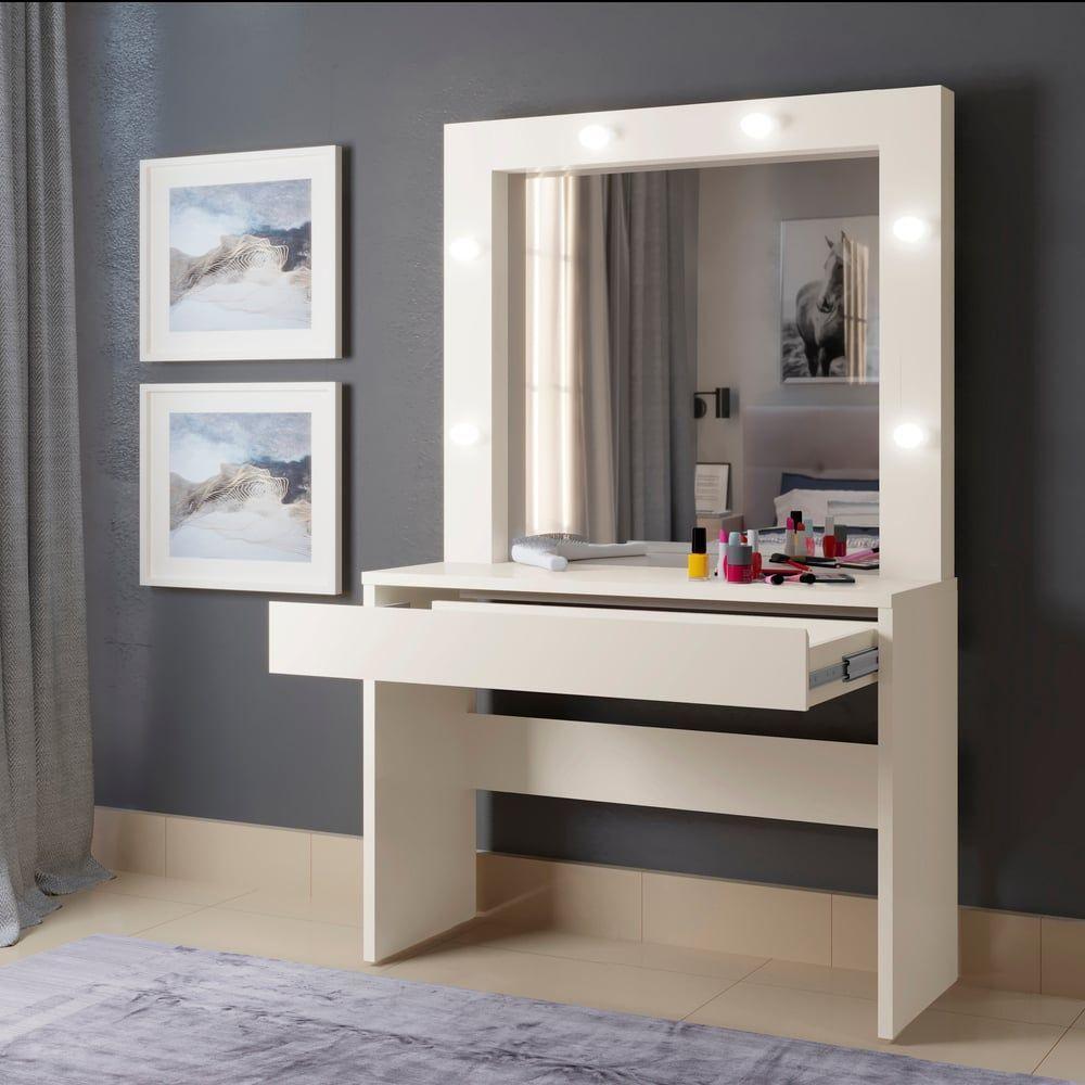 Penteadeira Camarim Requinte 1 Gaveta Mavaular Off White - 4