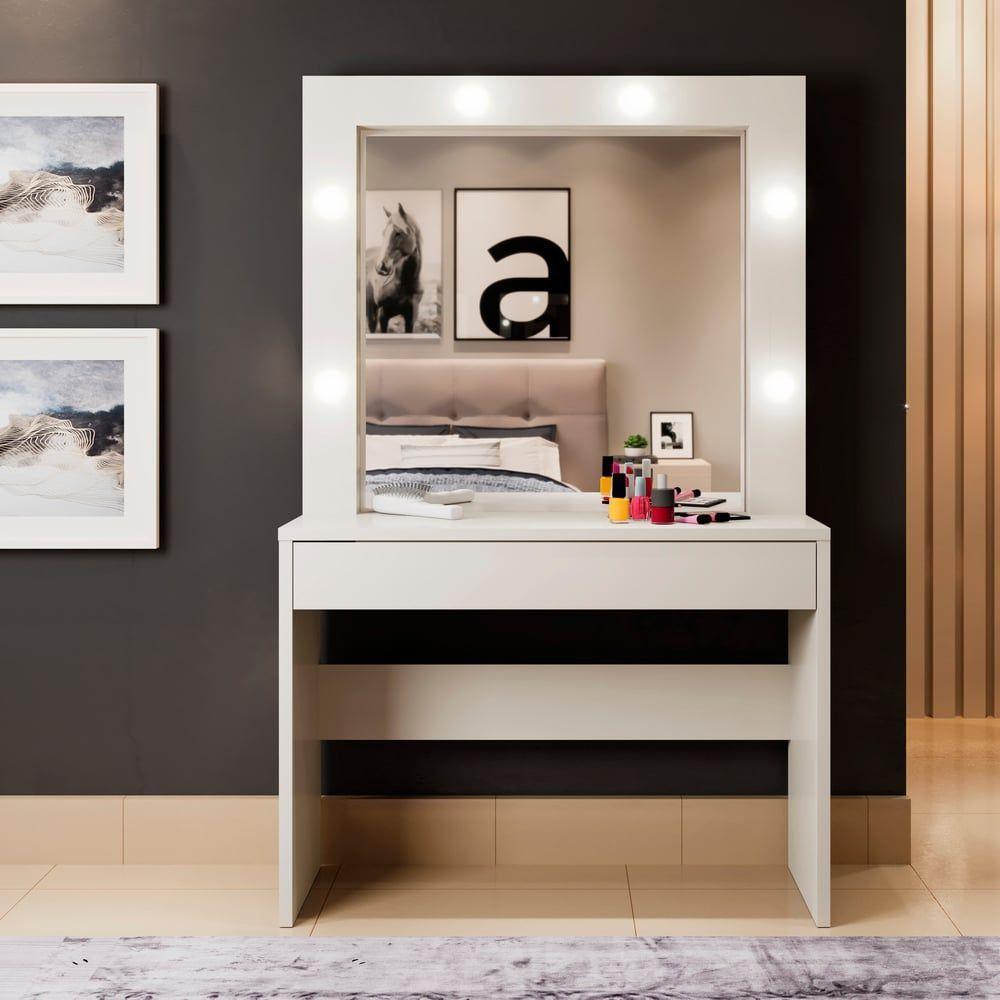 Penteadeira Camarim Requinte 1 Gaveta Mavaular Off White - 5