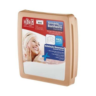 Armário Plástico Caramelo 38x35cm Para Banheiro - Com Espelho 31x27cm