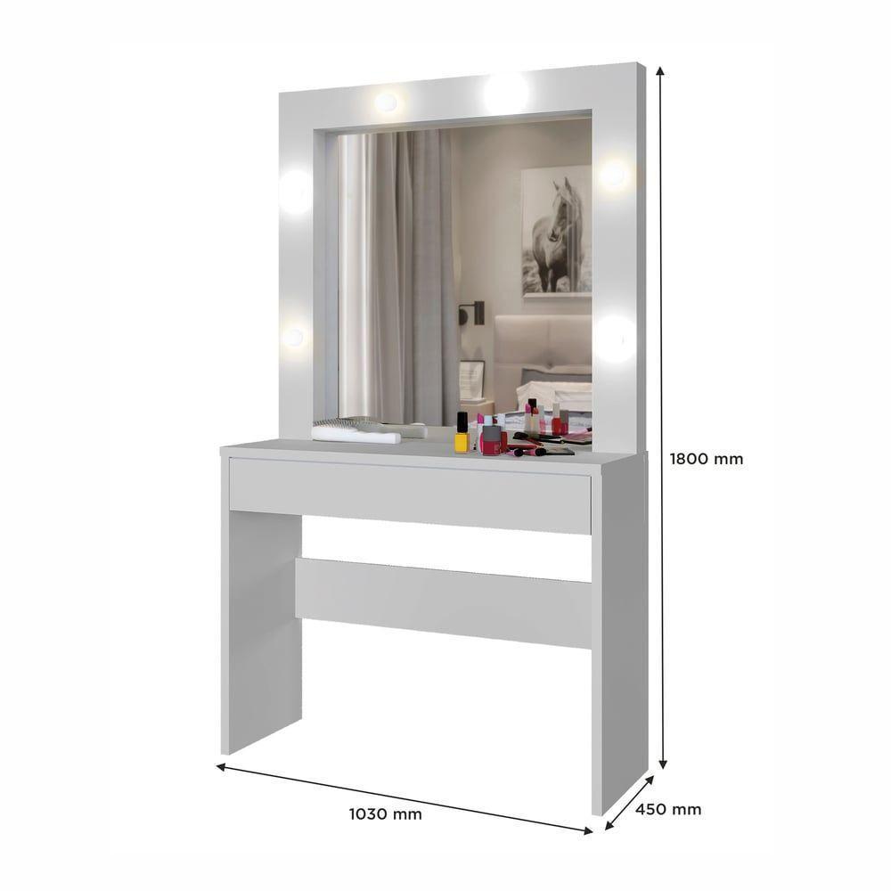 Penteadeira Camarim Requinte 1 Gaveta Mavaular Branco - 2