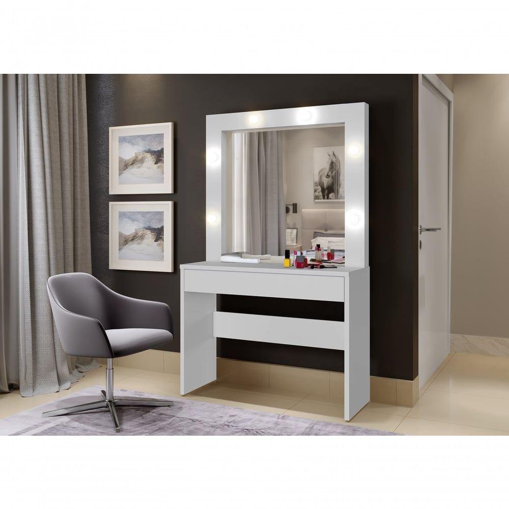 Penteadeira Camarim Requinte 1 Gaveta Mavaular Branco - 8