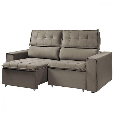 Sofá Para Sala Reclinável Cancún 200cm Veludo Castor