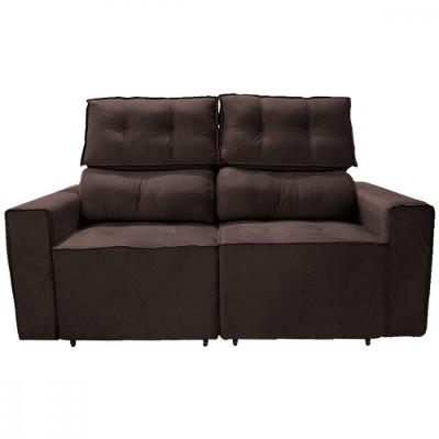 Sofá Para Sala Reclinavel Price 180cm Veludo Chocolate Chocolate