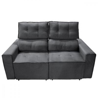 Sofá Para Sala Reclinavel Estofado Price 180cm Veludo Chumbo Chumbo