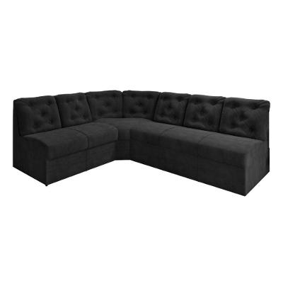 Sofá De Canto 6 Lugares Preto Confortável Moderno