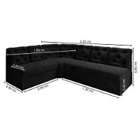 Sofá De Canto 6 Lugares Preto Confortável Moderno - 2