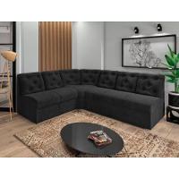 Sofá De Canto 6 Lugares Preto Confortável Moderno - 4