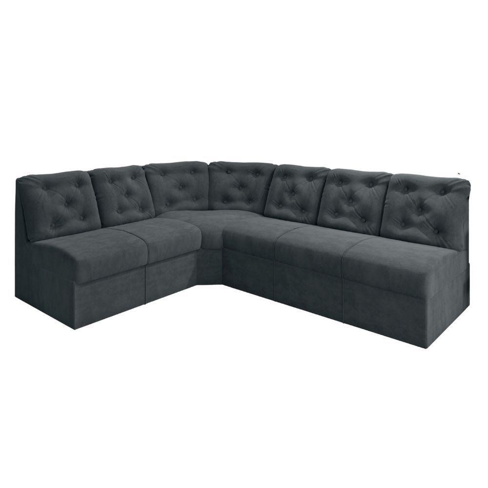 Sofá De Canto 6 Lugares Espuma D33 Confortável Cor:cinza - 1