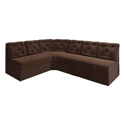Sofá De Canto 6 Lugares Espuma D33 Confortável Cor:marrom