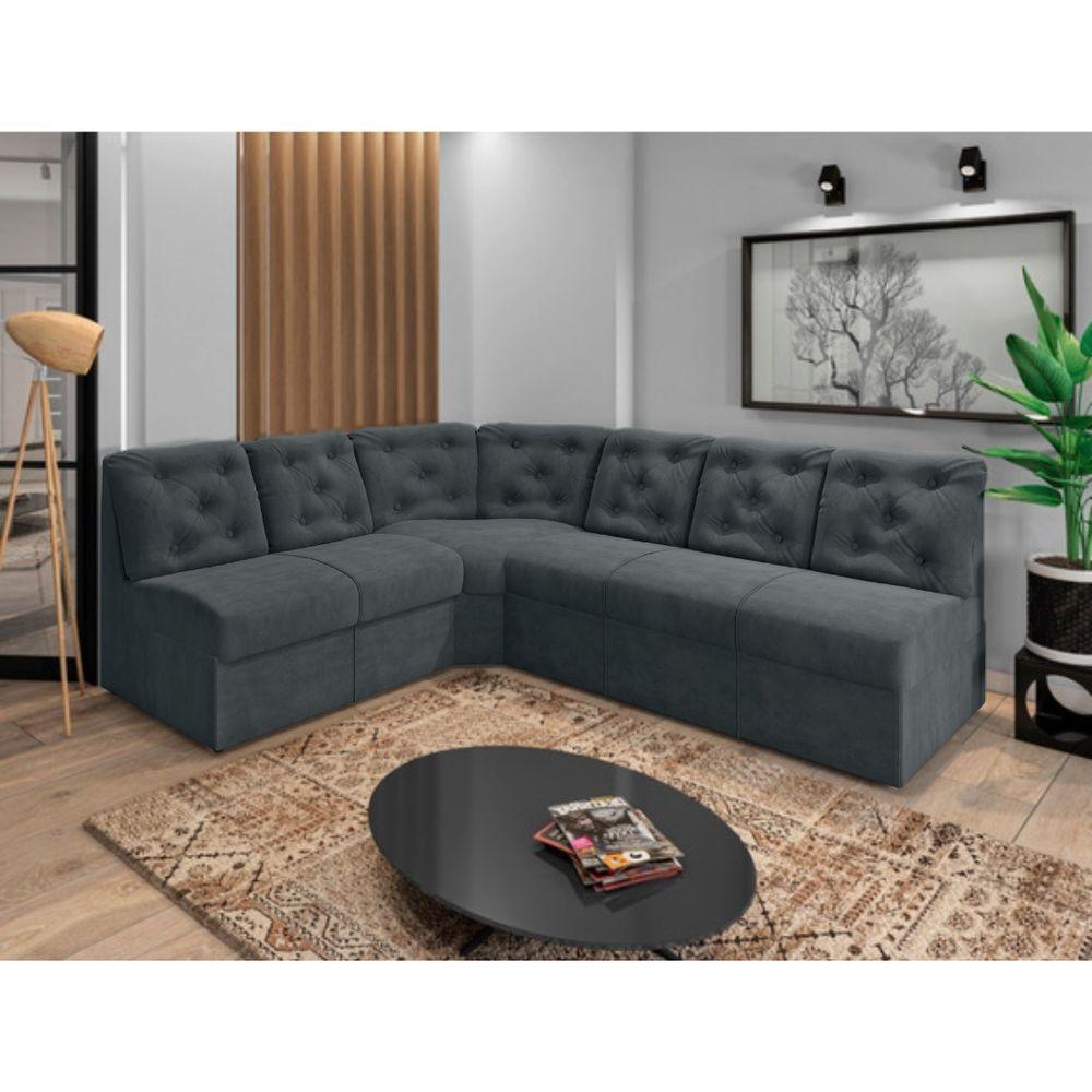 Sofá De Canto 6 Lugares Cinza Espuma D33 Aconchegante - 4