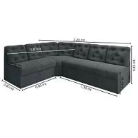 Sofá De Canto 6 Lugares Cinza Espuma D33 Aconchegante - 2