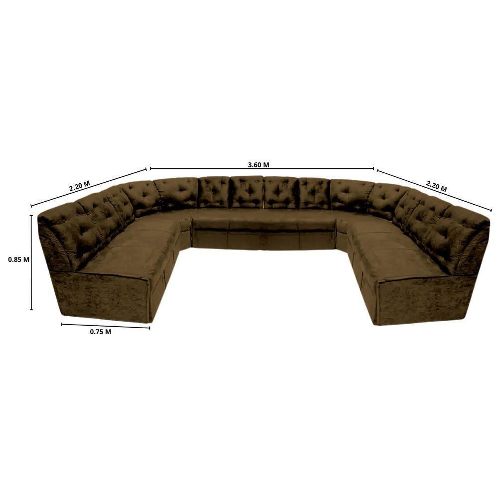 Sofá De Canto 12 Lugares Marrom Espuma D33 Durável - 2