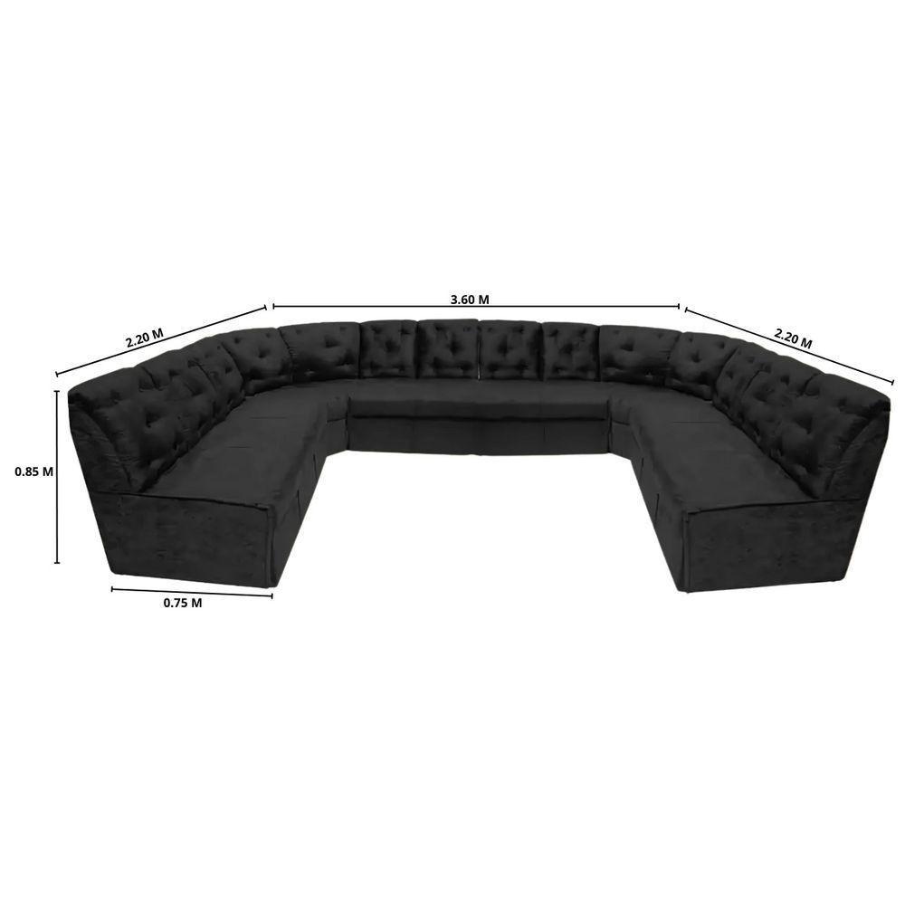 Sofá De Canto 12 Lugares Preto Espuma D33 Ideal Família - 2