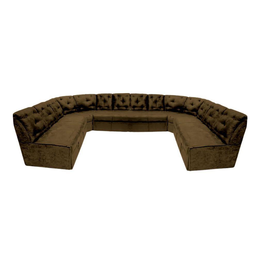 Sofá De Canto 12 Lugares Marrom Espuma D33 Super Espaçoso - 1