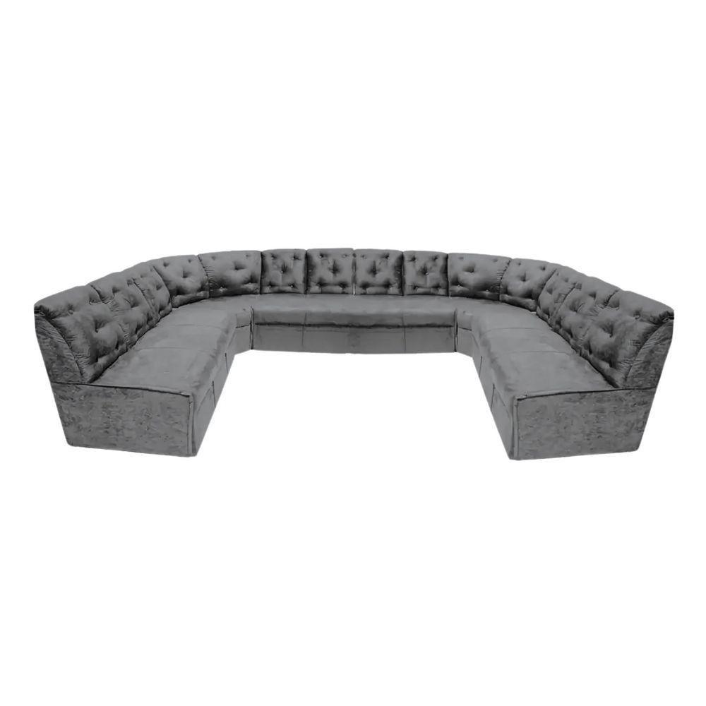 Sofá De Canto 12 Lugares Cinza Espuma D33 Durável - 1