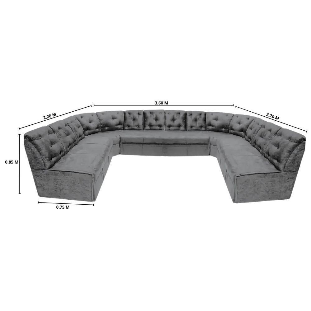 Sofá De Canto 12 Lugares Cinza Espuma D33 Super Espaçoso - 2