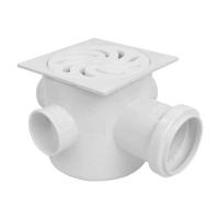 Caixa Sifonada Quadrada 100mm X 100mm X 50mm - 3 Entradas Dn 40-50-75 - Pvc Amanco - 1