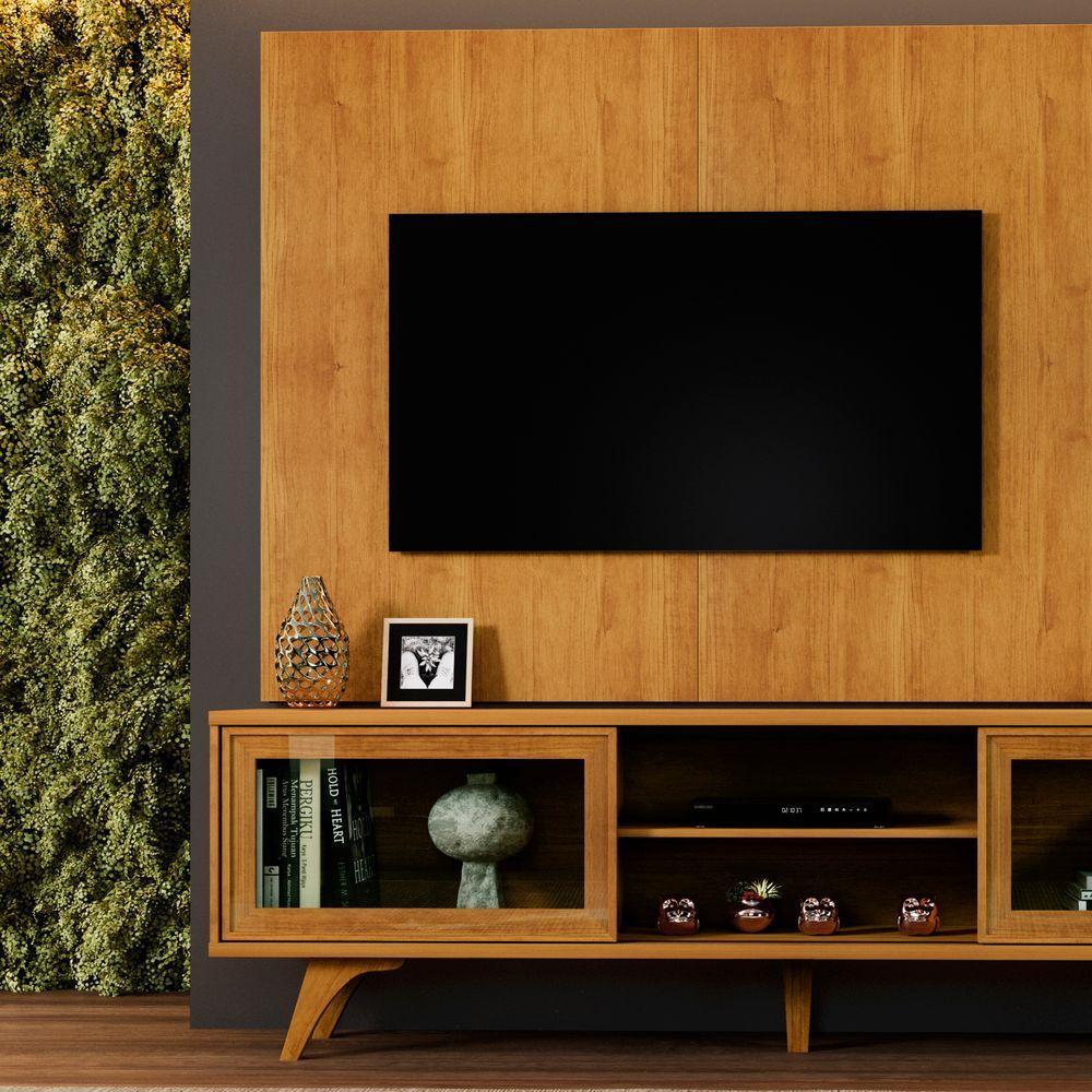 Rack Vitrum Com Painel Vitrum Com Espelho Led 218 Mavaular Naturale - 3