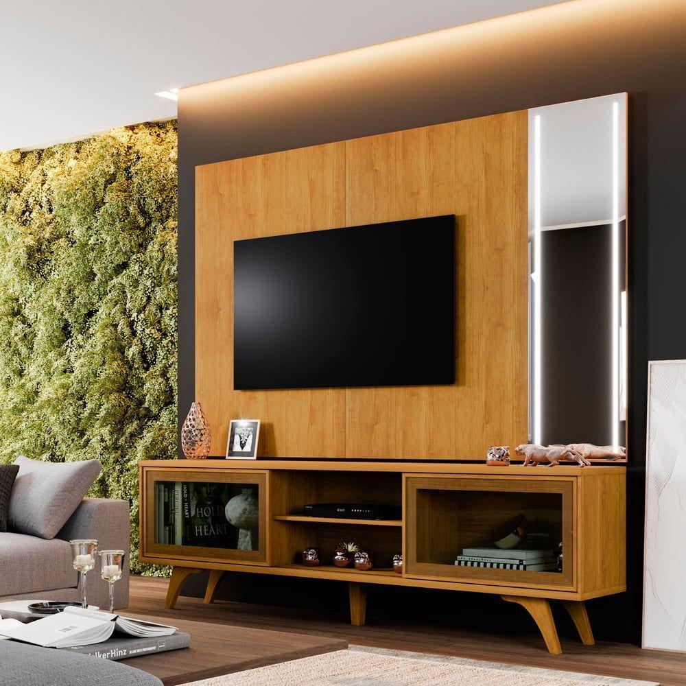 Rack Vitrum Com Painel Vitrum Com Espelho Led 218 Mavaular Naturale - 5