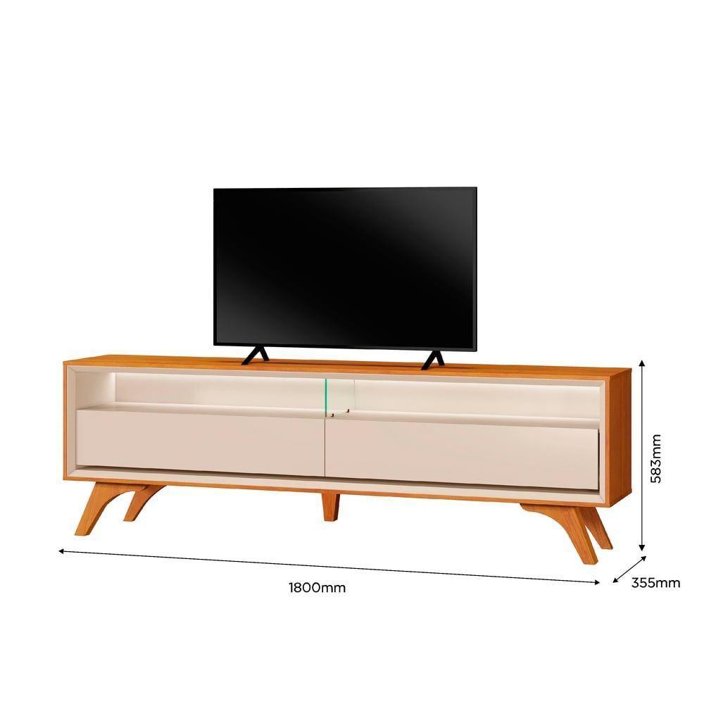 Rack Viena 2 Gavetas C/led 180 Mavaular Naturalle/off White - 2