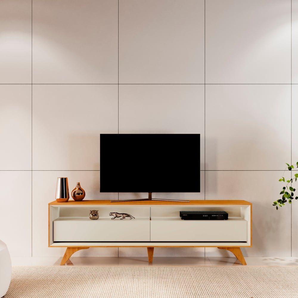 Rack Viena 2 Gavetas C/led 180 Mavaular Naturalle/off White - 3