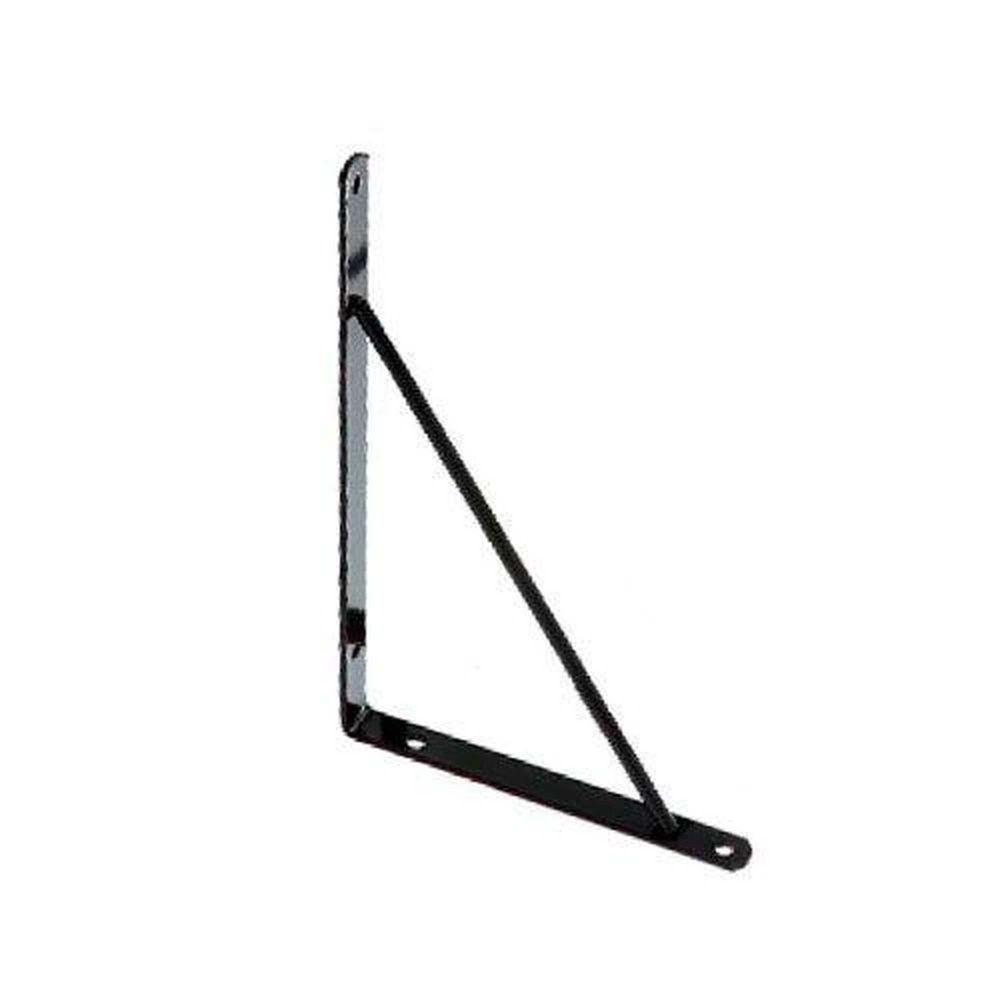 Cantoneira Mão Francesa 17cm Preta - Suporte De Prateleiras Triangular Para Madeira, Vidro Ou Mdf - 1