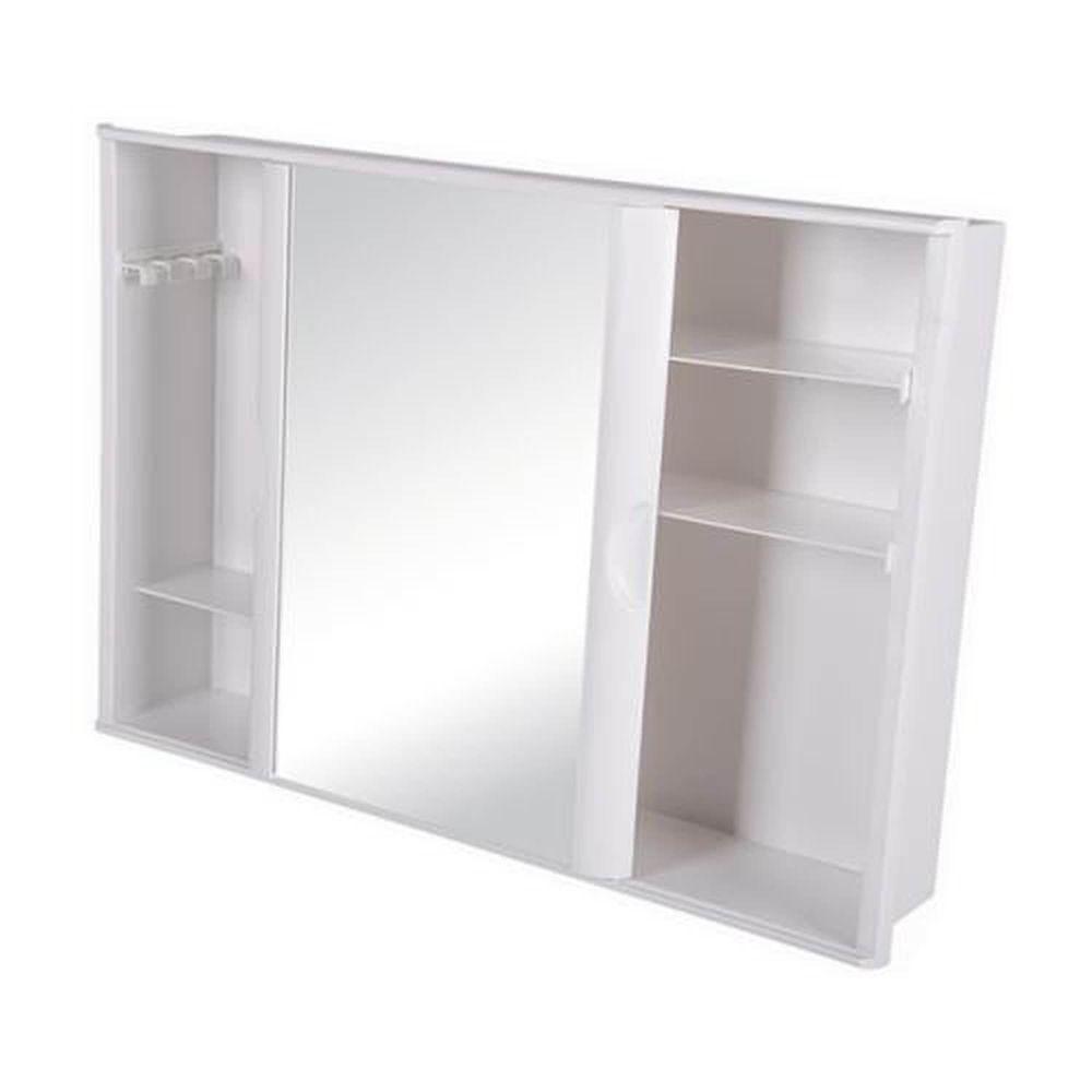 Armário Plástico Branco 29x41cm Com Porta De Correr E Espelho - Resistente E Fácil Limpeza - 1