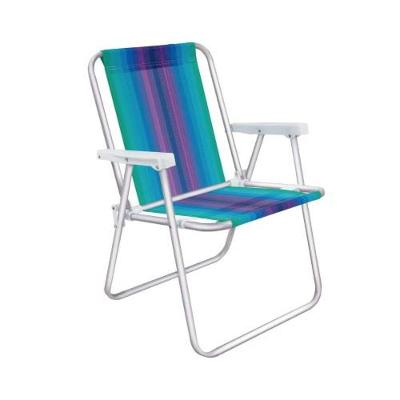 Cadeira De Praia Alta Alumínio Dobrável 72,5x54,5x53cm - Ideal Para Praia