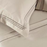 Jogo Cama Lençol Trivio Queen 400 Fios Bordado Fronhas Aba Americana 4 Peças Bege - 3