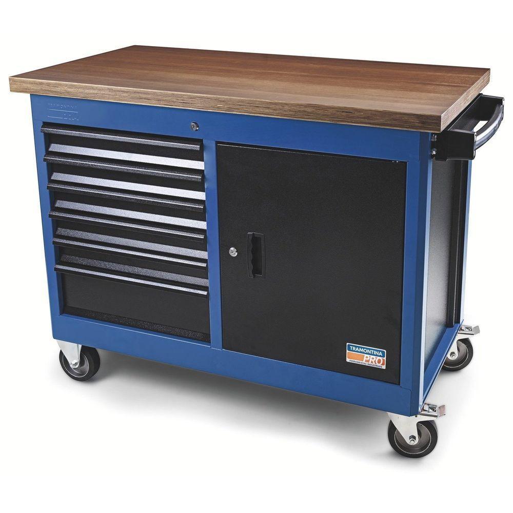Bancada Móvel 6 Gavetas E 1 Porta Tramontina Pro Azul Tramontina - 1