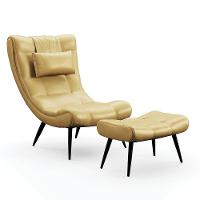 Kit 01 Poltrona E 01 Puff Sher Facto Pés De Ferro Dourado - 1