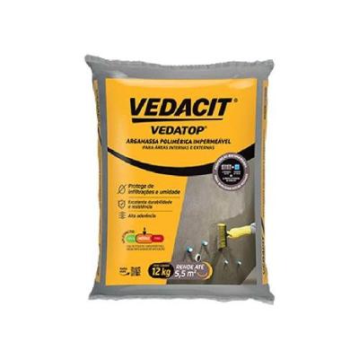 Argamassa Polimérica Vedatop Vedacit 12kg - Impermeabilizante Concreto Blocos - Rendimento 3kg-m²