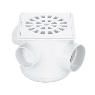 Caixa Sifonada Quadrada 100x100x50mm Com 3 Entradas De 40mm - Pvc - Herc