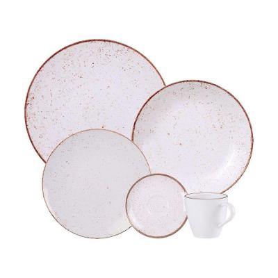 Aparelho De Jantar Tramontina Rústico Marrom Em Porcelana 20 Peças Tramontina