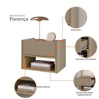 Mesa De Cabeceira Quarto Florença Suspensa Com 1 Gaveta Fendi Hanover - 5