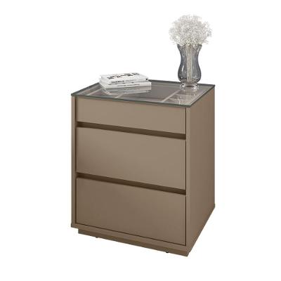 Mesa De Cabeceira Quarto Belize 3 Gavetas E Tampo De Vidro Fendi Fendi