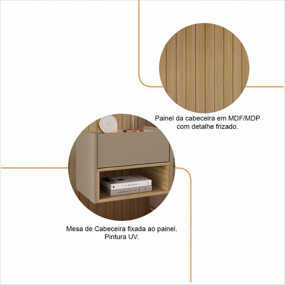 Cabeceira Florença Casal E Queen Com 2 Mesas De Cabeceira Hanover Fendi - 5
