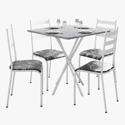 Kit Mesa Diamante 541 Sala De Jantar 4 Cadeiras Pés Tubular Floral Branco