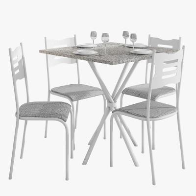 Kit Mesa Diamante 542 Sala De Jantar 4 Cadeiras Pés Tubular Cinza Branco