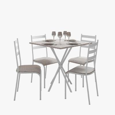 Kit Mesa Diamante 541 Sala De Jantar 4 Cadeiras Pés Tubular Cinza Branco