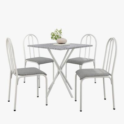Kit Mesa Diamante 544 Sala De Jantar 4 Cadeiras Pés Tubular Cinza Branco